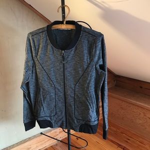 Athleta Heather Grey Bomber Zip Up Jacket, EUC, L